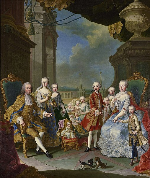 Marie-Thérèse et François Ier, les parents de Marie-Antoinette, avec leurs enfants.