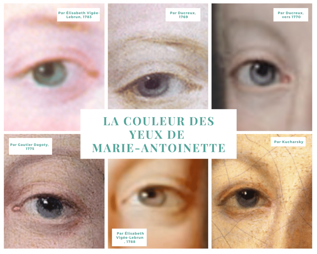 Couleur des yeux de Marie-Antoinette retranscrite sur les peintures.