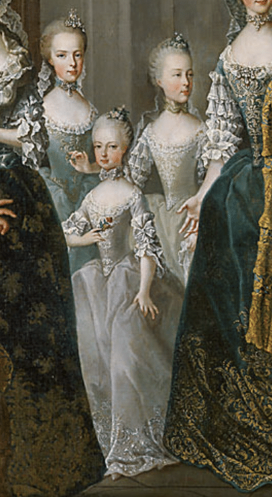 Marie-Antoinette avec ses sœurs sur un portrait de famille de Martin Van Meytens