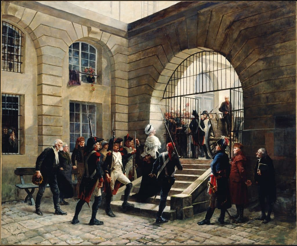 Marie-Antoinette quittant la Conciergerie pour être guillotinée le 16 octobre 1793.