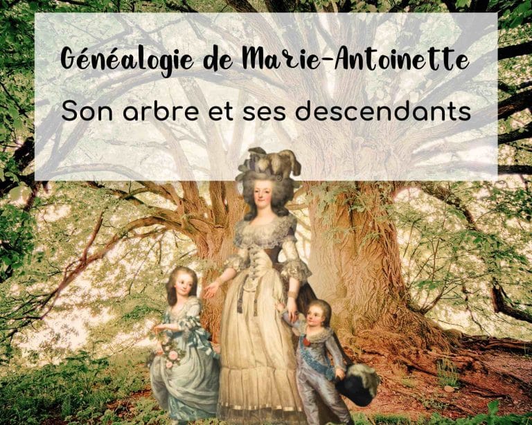Marie-Antoinette et ses enfants devant un arbre pour illustrer un article portant sur la généalogie de Marie-Antoinette.